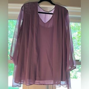 Lavender sheer layered top xxl